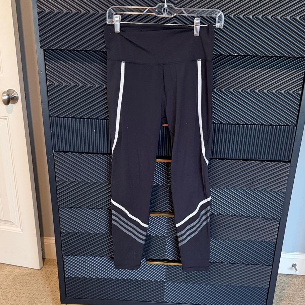 adidas Black Leggings with White Reflective Stripes